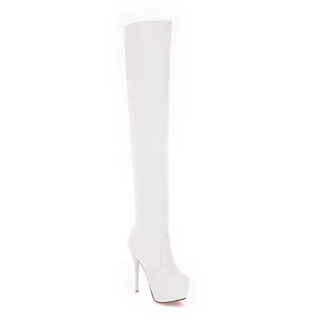 MORAZORA SIZE 33-46 new 2020 slim over the knee boots women super high heels platform shoes autumn sexy thigh high boots female