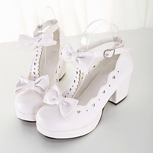 LIN KING Fashion Buckle Women Mary Janes Pumps T-Strap Women High Heel Shoes Sweet Bowtie Lolita Shoes Girls Cosplay Party Shoes