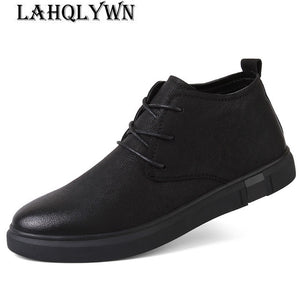 Ankle Boots for men Business Chukka Mens Boots High Top Casual Shoes Outdoor Leather Mens Winter Shoes Male Walker Peak H334