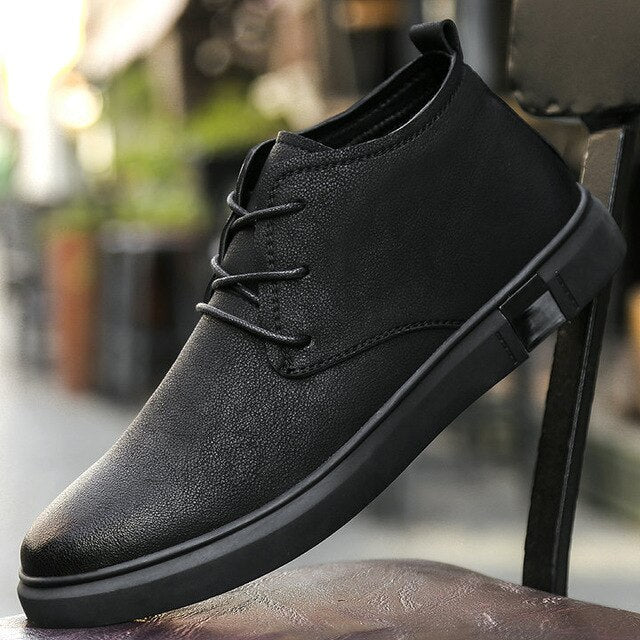 Ankle Boots for men Business Chukka Mens Boots High Top Casual Shoes Outdoor Leather Mens Winter Shoes Male Walker Peak H334