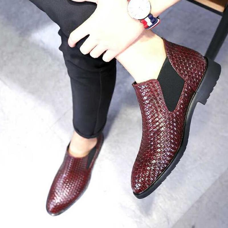 YEELOCA Spring Summer Mens Woven Single Boots Male Chelsea Boots Men Fashion  Ankle Boots Hairstylist Working Shoes Size 38-48