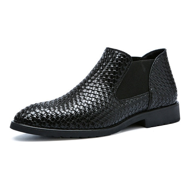 YEELOCA Spring Summer Mens Woven Single Boots Male Chelsea Boots Men Fashion  Ankle Boots Hairstylist Working Shoes Size 38-48