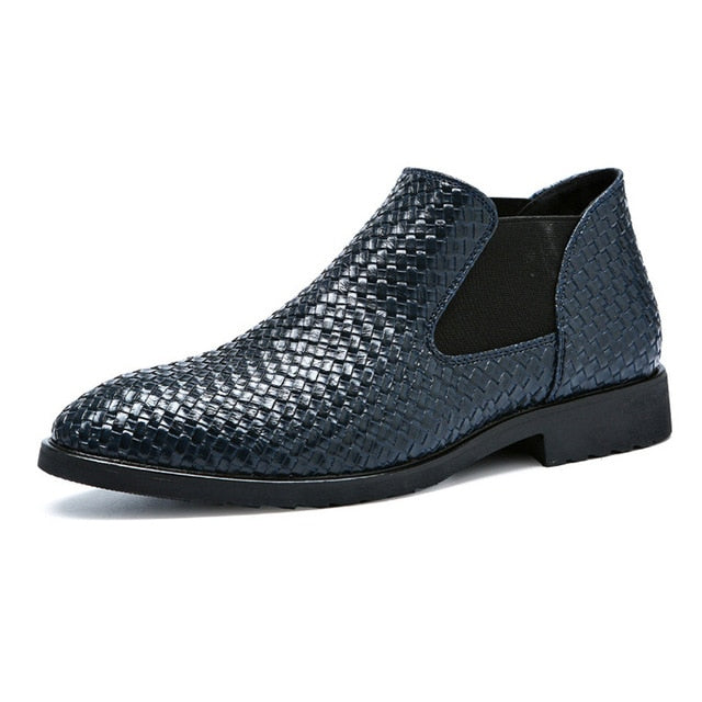 YEELOCA Spring Summer Mens Woven Single Boots Male Chelsea Boots Men Fashion  Ankle Boots Hairstylist Working Shoes Size 38-48