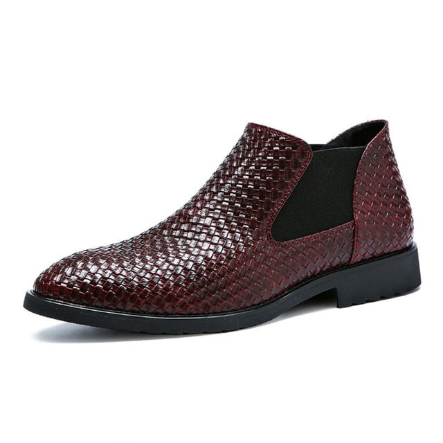 YEELOCA Spring Summer Mens Woven Single Boots Male Chelsea Boots Men Fashion  Ankle Boots Hairstylist Working Shoes Size 38-48