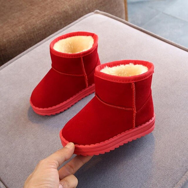 Girls Snow Boots Ankle Plush Warm Winter Kids Shoes Boys Cotton Boots Infant Toddler Shoes Casual Children Boots Flats Non-slip
