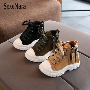 2019 Fashion Motorcycle Boots for Boys Girls Autumn Winter Side Zipper Outdoor Children Shoes Tassel Baby Toddler Sneaker C09302