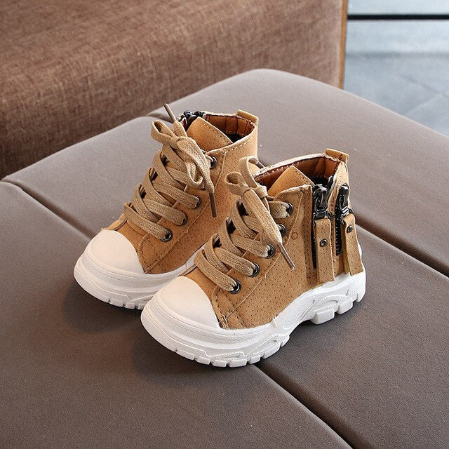 2019 Fashion Motorcycle Boots for Boys Girls Autumn Winter Side Zipper Outdoor Children Shoes Tassel Baby Toddler Sneaker C09302