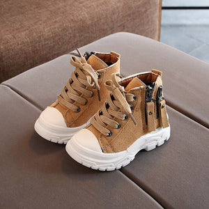 2019 Fashion Motorcycle Boots for Boys Girls Autumn Winter Side Zipper Outdoor Children Shoes Tassel Baby Toddler Sneaker C09302