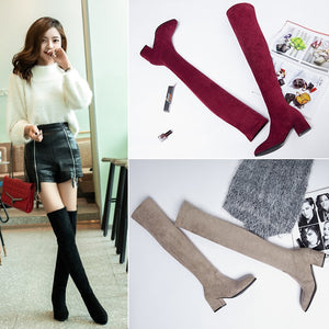 Fashion Thigh High Boots Women Winter Boots 2019 New Over Knee Boots Women Shoes Sexy High Heels Boots Red Black Boots Warm Fur