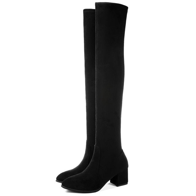Fashion Thigh High Boots Women Winter Boots 2019 New Over Knee Boots Women Shoes Sexy High Heels Boots Red Black Boots Warm Fur