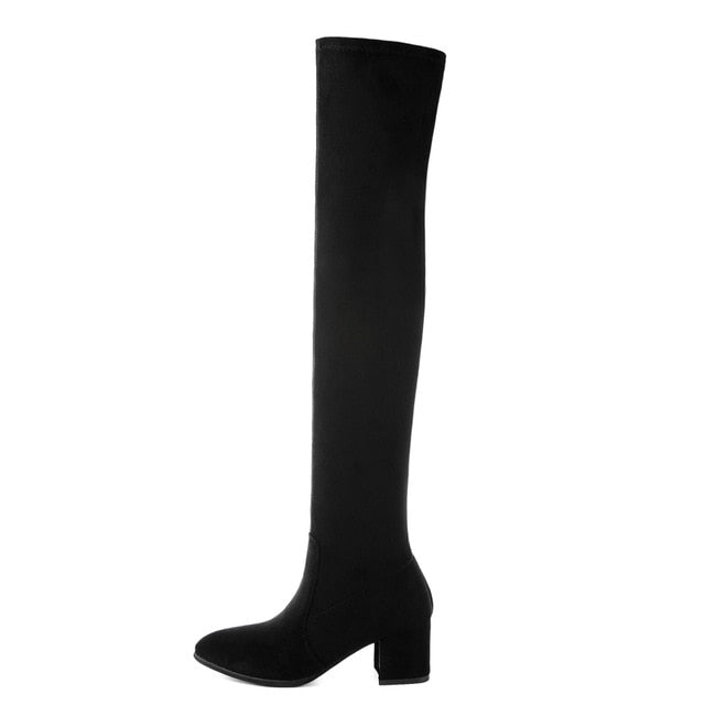 Fashion Thigh High Boots Women Winter Boots 2019 New Over Knee Boots Women Shoes Sexy High Heels Boots Red Black Boots Warm Fur