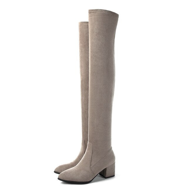 Fashion Thigh High Boots Women Winter Boots 2019 New Over Knee Boots Women Shoes Sexy High Heels Boots Red Black Boots Warm Fur