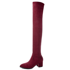 Fashion Thigh High Boots Women Winter Boots 2019 New Over Knee Boots Women Shoes Sexy High Heels Boots Red Black Boots Warm Fur