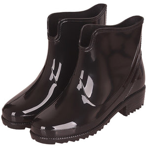 PVC Non Slip Ankle Boots Women Wedges Large Size 43 Fashion Butterfly Knot Rain Boots For Girls Soild Casual Shoes Woman202