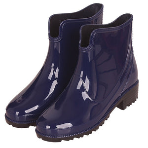 PVC Non Slip Ankle Boots Women Wedges Large Size 43 Fashion Butterfly Knot Rain Boots For Girls Soild Casual Shoes Woman202