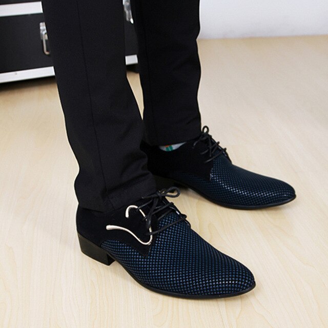 Men's Dress Shoes Fashion Brogue Wedding Shoes Casual Oxfords Man Big Size Europe Derby Trend Footwear Shine Low-cut Work Shoes