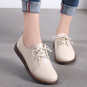 AARDIMI Autumn Women's Genuine Leather Shoes Woman Rubber Flats Female Lace-Up Casual Zapatos De Mujer 2019  Brogue Shoes