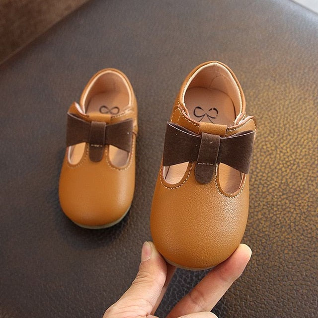 Children's Flats New Butterfly-knot Princess Party Performance Shoes Big Student Girl Shoes for Kids Soft Sole Leather Flats