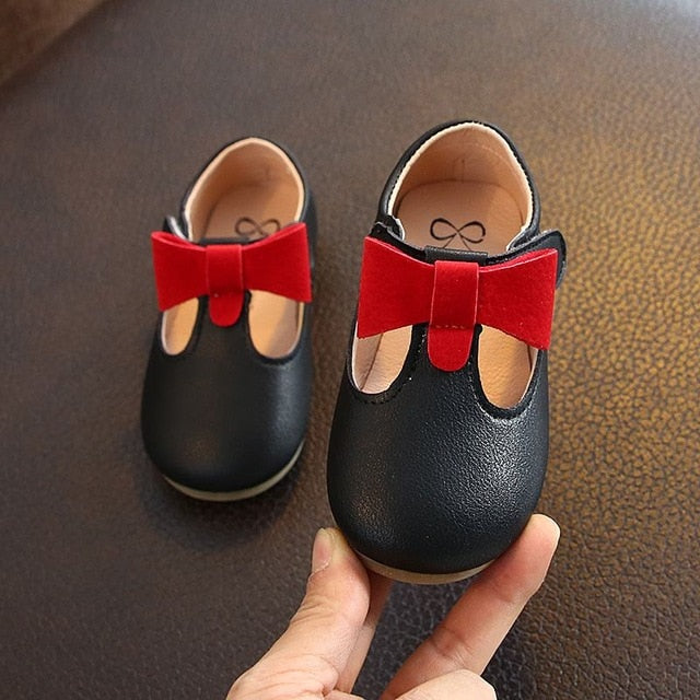 Children's Flats New Butterfly-knot Princess Party Performance Shoes Big Student Girl Shoes for Kids Soft Sole Leather Flats