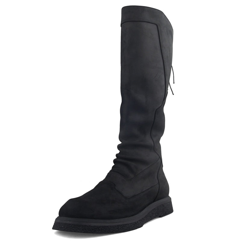 Handmade Customize Men Genuine Leather Knee High Boots Chukka Luxury Trainers Riding Equestria Boots Zip Shoes