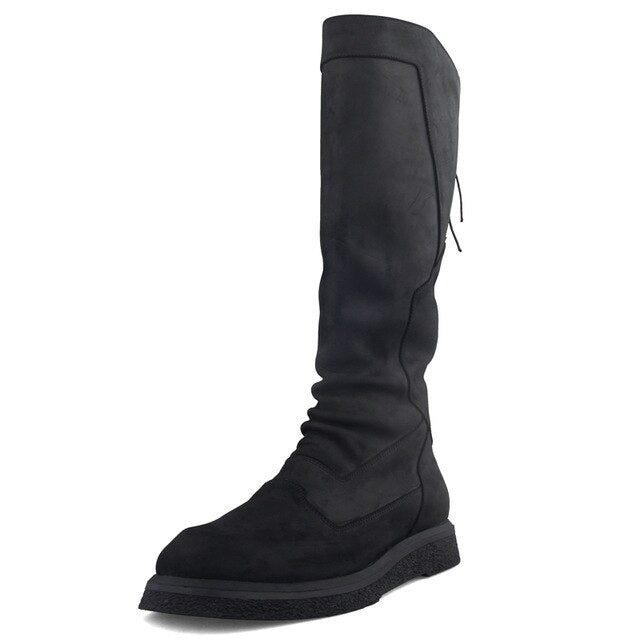 Handmade Customize Men Genuine Leather Knee High Boots Chukka Luxury Trainers Riding Equestria Boots Zip Shoes
