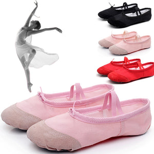 Fashion Professional Ballerina Ballet Dance Shoes Canvas flats Soft Split Cow Leather Latin Dance Training Shoes Girls Toe