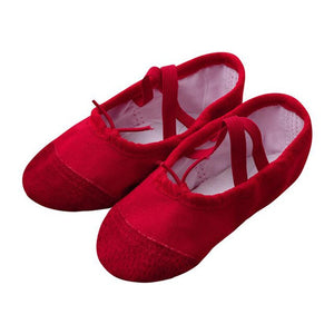 Fashion Professional Ballerina Ballet Dance Shoes Canvas flats Soft Split Cow Leather Latin Dance Training Shoes Girls Toe