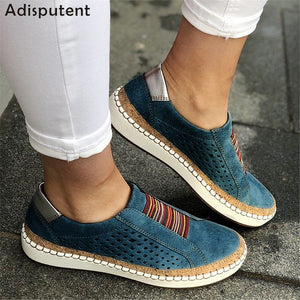 Adisputent Leather Loafers Casual Shoes Women Slip-On Sneaker Comfortable Loafers Women Flats Tenis Feminino Zapatos De Mujer