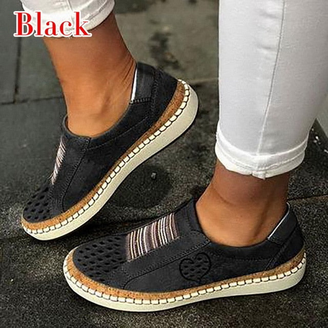 Adisputent Leather Loafers Casual Shoes Women Slip-On Sneaker Comfortable Loafers Women Flats Tenis Feminino Zapatos De Mujer