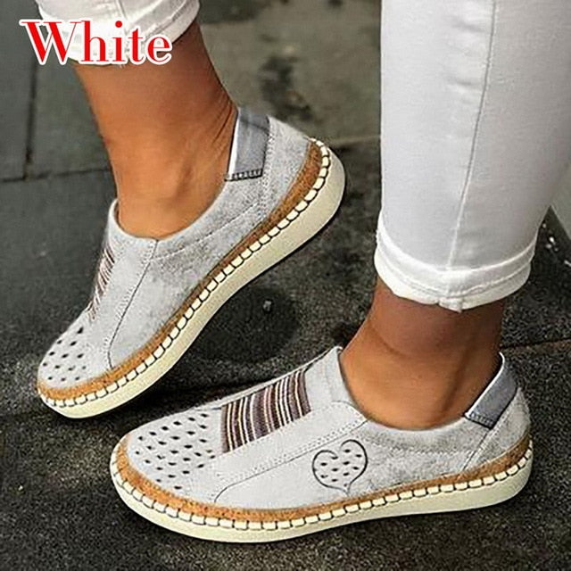 Adisputent Leather Loafers Casual Shoes Women Slip-On Sneaker Comfortable Loafers Women Flats Tenis Feminino Zapatos De Mujer