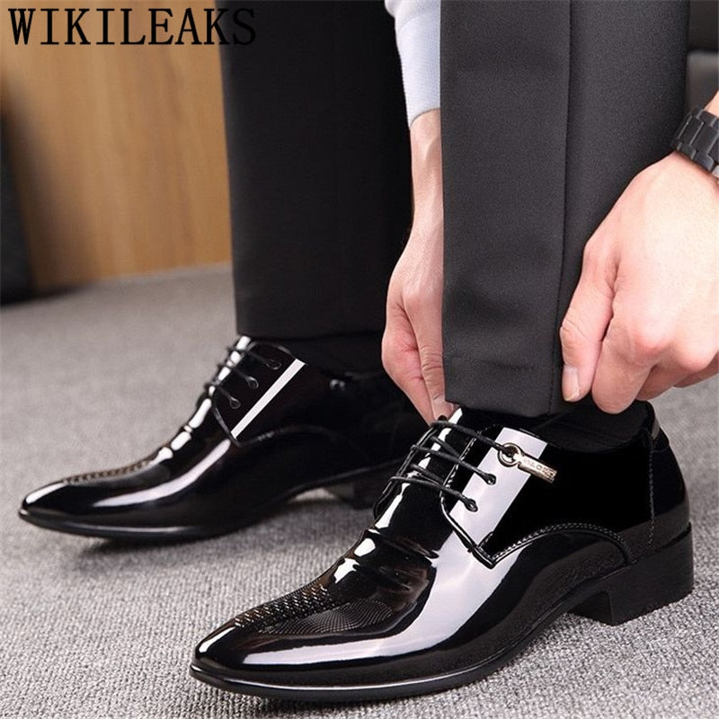 Black Designer Formal Oxford Shoes For Men Wedding Shoes Leather Italy Pointed Toe Mens Dress Shoes 2020 Sapato Oxford Masculino
