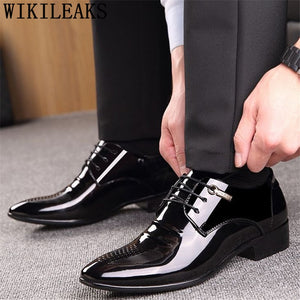 Black Designer Formal Oxford Shoes For Men Wedding Shoes Leather Italy Pointed Toe Mens Dress Shoes 2020 Sapato Oxford Masculino