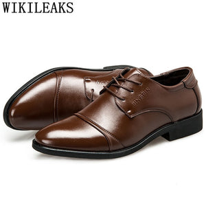 Formal Men Shoes Oxford Italian Mens Leather Shoes Brand Coiffeur Official Shoes Men Classic Big Size Brown Dress Buty Meskie