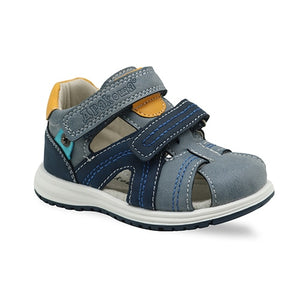 Apakowa Unisex Baby Boys Closed Toe Sandals Kids Soft Leather Walking Sandal Adjustable Shoes for Beach Travel Sports Activities