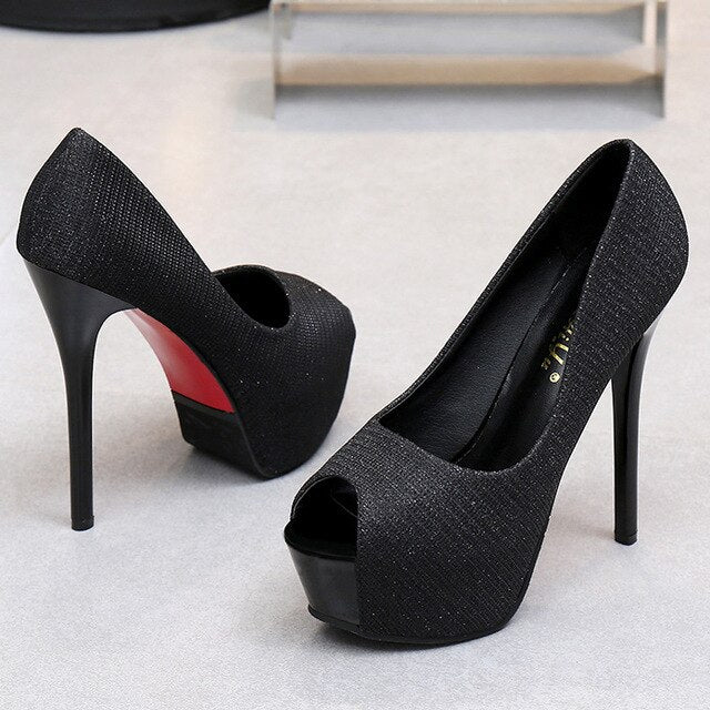 Sexy High Heels Party Pumps Women Shoes High Heel Platform Wedding Shoes Bride Pumps Peep Toe Stiletto Heels tacones mujer