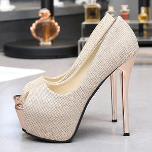 Sexy High Heels Party Pumps Women Shoes High Heel Platform Wedding Shoes Bride Pumps Peep Toe Stiletto Heels tacones mujer