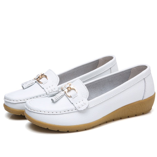 Genuine Leather Flats Shoes Women Loafers Women Flats Ballet Casual Flat Shoes Woman  Moccasins Autumn Winter Butterfly-Knot