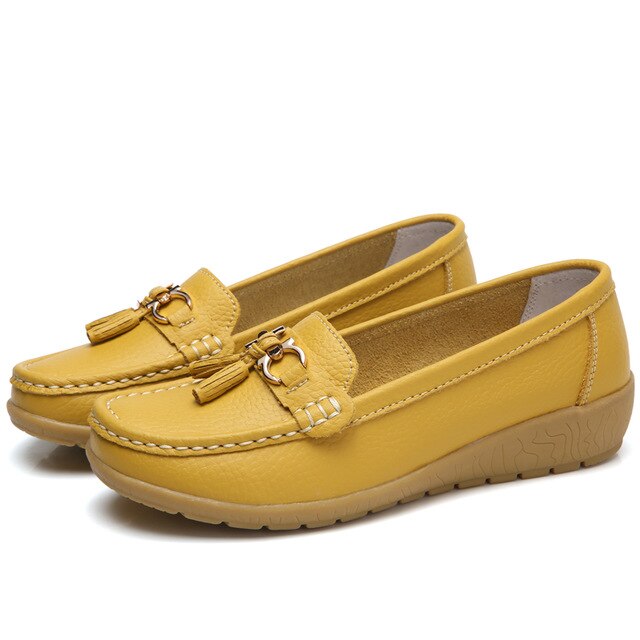 Genuine Leather Flats Shoes Women Loafers Women Flats Ballet Casual Flat Shoes Woman  Moccasins Autumn Winter Butterfly-Knot