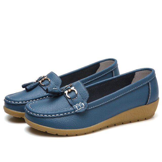 Genuine Leather Flats Shoes Women Loafers Women Flats Ballet Casual Flat Shoes Woman  Moccasins Autumn Winter Butterfly-Knot
