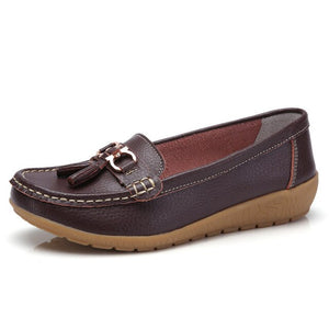 Genuine Leather Flats Shoes Women Loafers Women Flats Ballet Casual Flat Shoes Woman  Moccasins Autumn Winter Butterfly-Knot