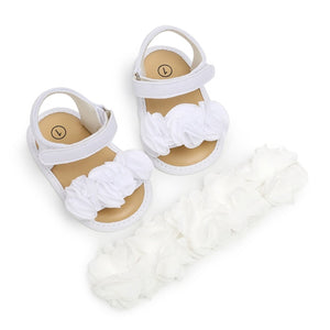 infant newborn baby girl sandals cute flower appliques girl sandal clogs shoes zapatos bebe with headband