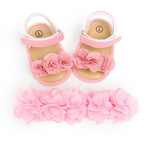 infant newborn baby girl sandals cute flower appliques girl sandal clogs shoes zapatos bebe with headband
