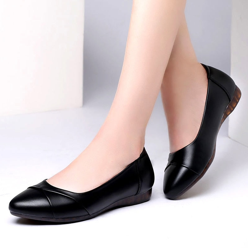 Pointed leather flats women spring loafers woman flats 2020 fashion oxford shoes for women balck shoes