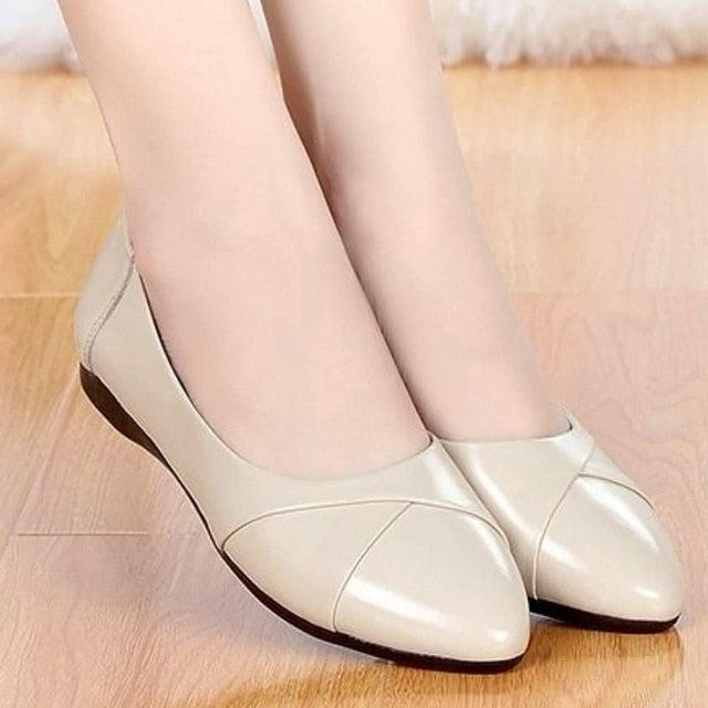 Pointed leather flats women spring loafers woman flats 2020 fashion oxford shoes for women balck shoes