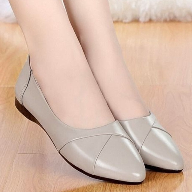 Pointed leather flats women spring loafers woman flats 2020 fashion oxford shoes for women balck shoes