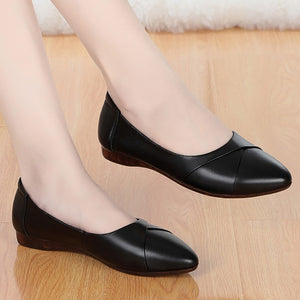 Pointed leather flats women spring loafers woman flats 2020 fashion oxford shoes for women balck shoes
