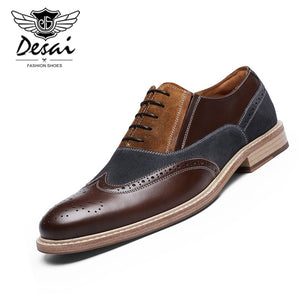 DESAI Brand Top Quality Oxford Shoes For Men Genuine Leather Shoes British Bullock Shoe