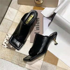 Hot Clip-on Square Toe High Heels Sandals Women Sexy Party Slippers Women Flip Flops Shoes Woman Zapatos De Mujer