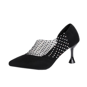2019 Crystal Sexy Wedding Party Shoes for Women High Heels Sandals Pointed Suede Pumps Women Shoes Thin Heels Summer Shoes Woman