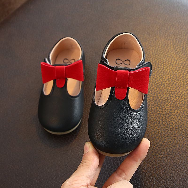 Children's Kids Shoes Flats  Butterfly-knot Princess Party Performance Shoes Big Student Girl Shoes for Kids  Leather Flats